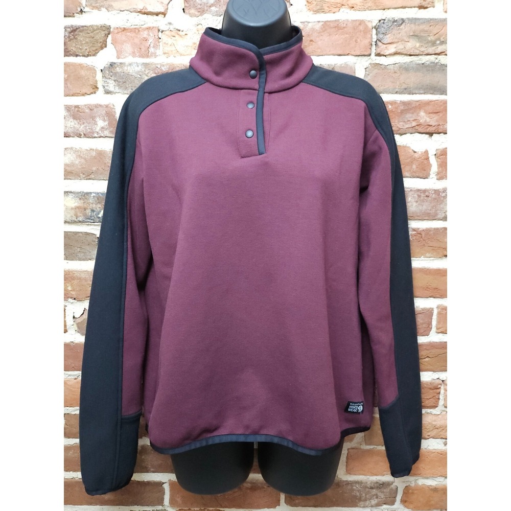 Mountain Hardwear Sweater Women's Small Burgundy Fleece Lined Camplife Snap Neck